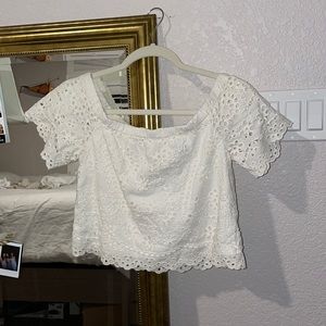 eyelet off the shoulder top